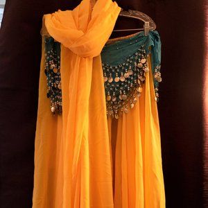 Bellydance Amber Chiffon Skirt & Veil